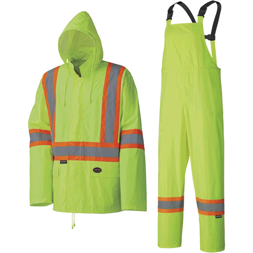 5599 Combinaison de pluie imperm&eacute;able et l&eacute;g&egrave;re, Polyester/PVC, T-petit, Jaune lime haute visibilit&eacute; Equipex