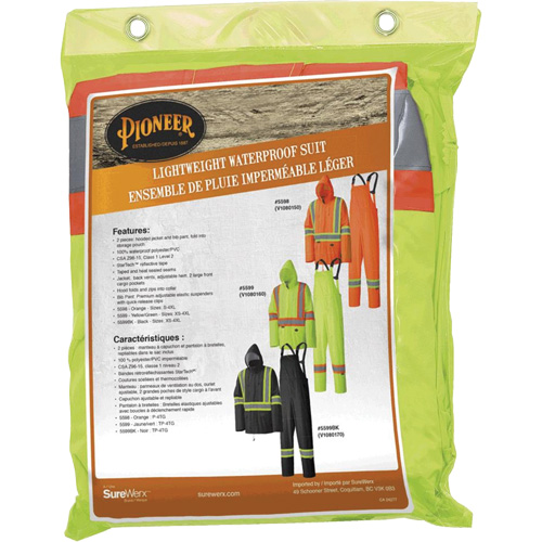 5599 Combinaison de pluie imperm&eacute;able et l&eacute;g&egrave;re, Polyester/PVC, T-petit, Jaune lime haute visibilit&eacute; Equipex