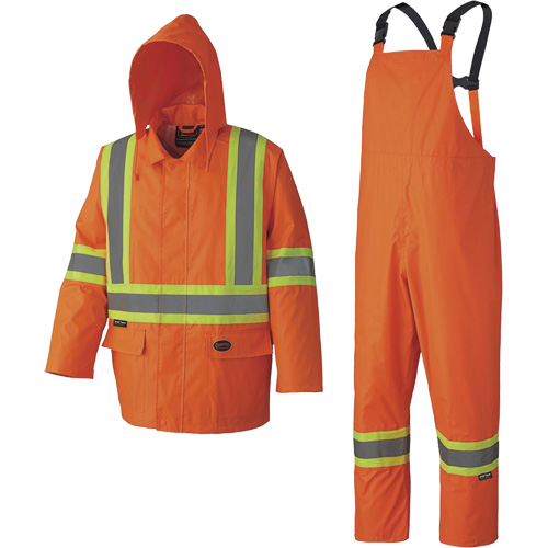 5608 Combinaison de pluie imperm&eacute;able 210D, Polyester/PVC, Petit, Orange haute visibilit&eacute; Equipex