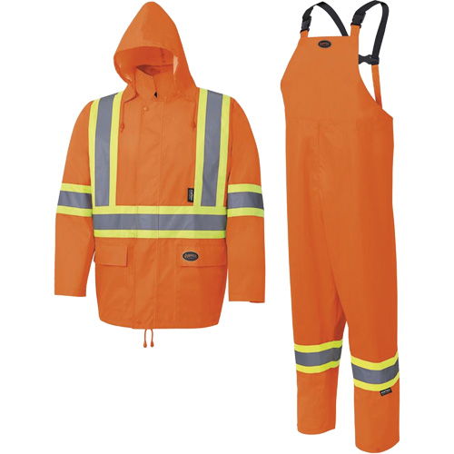 5618 Combinaison de pluie 150D, Polyester/Polyur&eacute;thane, Petit, Orange haute visibilit&eacute; Equipex