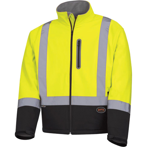 5689 Veste de s&eacute;curit&eacute; coquille souple &agrave; r&eacute;sistance m&eacute;canique, Noir/Jaune lime haute visibilit&eacute;, Petit Equipex