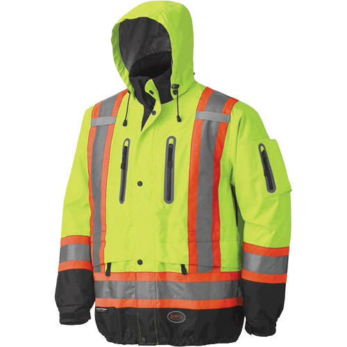 5201 Premium Breathable Waterproof Jacket, Polyester, Black/High Visibility Lime-Yellow, Large Equipex