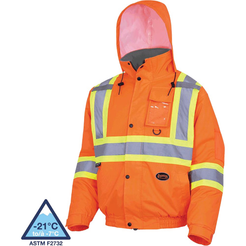 5032 Veste aviateur de s&eacute;curit&eacute; imperm&eacute;able et matelass&eacute;e pour l'hiver, Polyester, Orange haute visibilit&eacute;, Petit Equipex