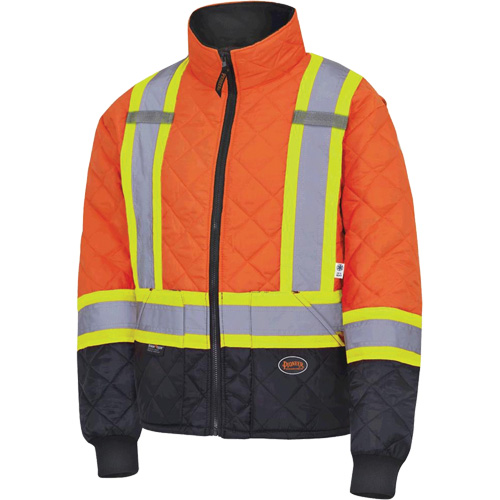 5015 Manteau matelass&eacute; pour cong&eacute;lateur, Polyester, Noir/Orange haute visibilit&eacute;, T-petit Equipex