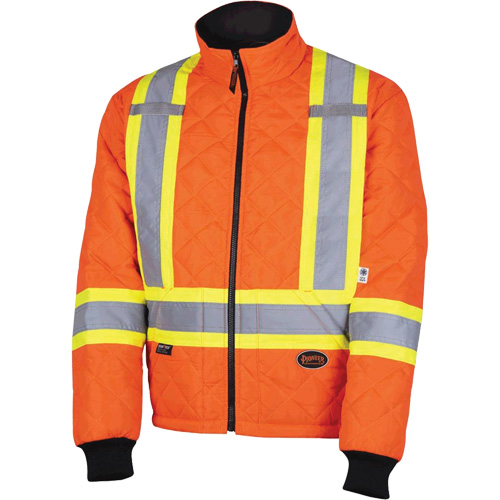 5015A Manteau matelass&eacute; pour cong&eacute;lateur, Polyester, Orange haute visibilit&eacute;, T-petit Equipex