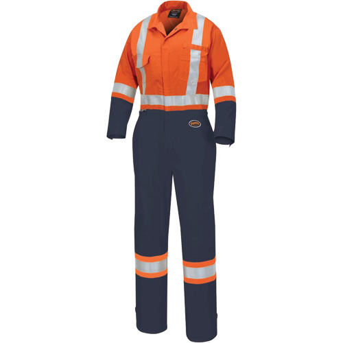 5514WBB Combinaisons de s&eacute;curit&eacute; pour femmes 2 tons, T-petit, Orange haute visibilit&eacute;/Bleu marin Equipex