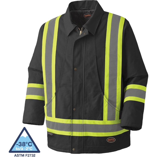 5535BKA Manteau en toile de coton matelass&eacute;e, Noir, T-petit Equipex