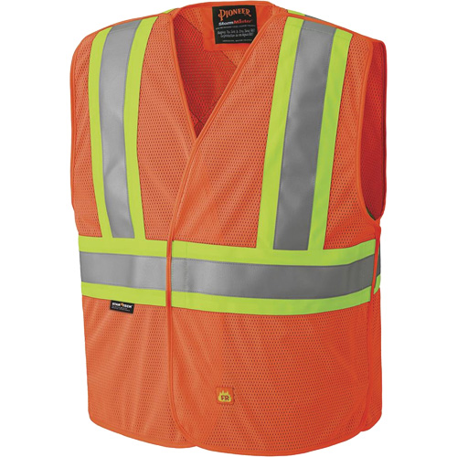 6914A Veste de s&eacute;curit&eacute; ignifug&eacute;e, Orange haute visibilit&eacute;, Moyen/Petit, Polyester Equipex