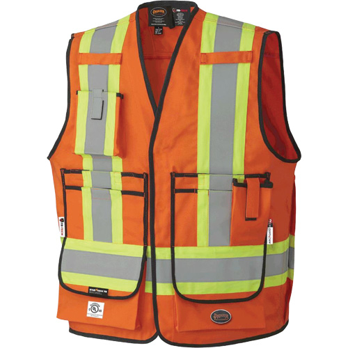 7732 FR-Tech&reg; Flame-Resistant Arc Surveyor's Vest, Small, High Visibility Orange, 9.7 cal/cm² Equipex