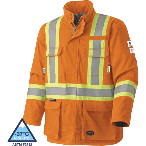 5533 Flame-Resistant Safety Parka, Small, High Visibility Orange, 58 cal/cm² Equipex