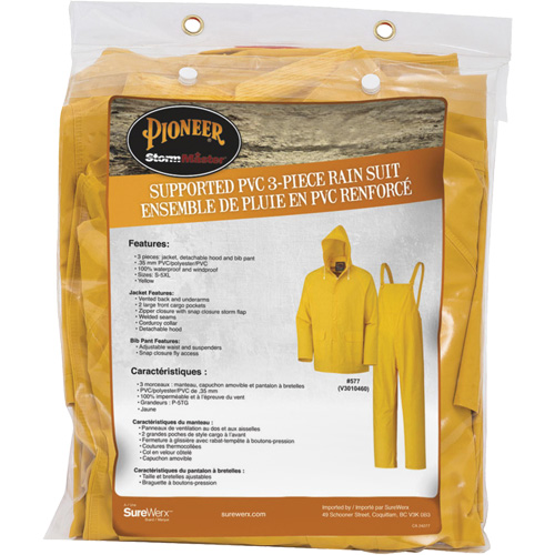 577 3-Piece Rain Suit, Polyester/PVC, 6X-Large, Yellow Equipex