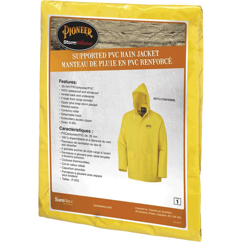 577J Rain Jacket, Polyester/PVC, Small, Yellow Equipex