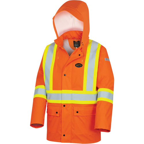 5892PKT High-Visibility FR Waterproof Safety Jacket, X-Small, High Visibility Orange Equipex