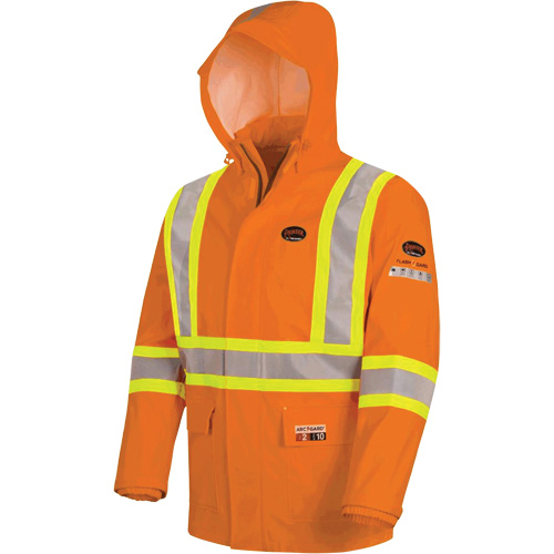 5880 Manteau de pluie ignifuge et protection contre les &eacute;clats d'arc &eacute;lectrique, T-petit, Orange haute visibilit&eacute;, 10 cal/cm² Equipex