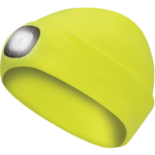 5676 Knit Toque with LED Headlight, Fleece Lining, One Size, High Visibility Yellow Equipex