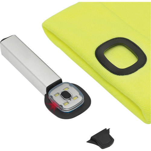 5676 Knit Toque with LED Headlight, Fleece Lining, One Size, High Visibility Yellow Equipex