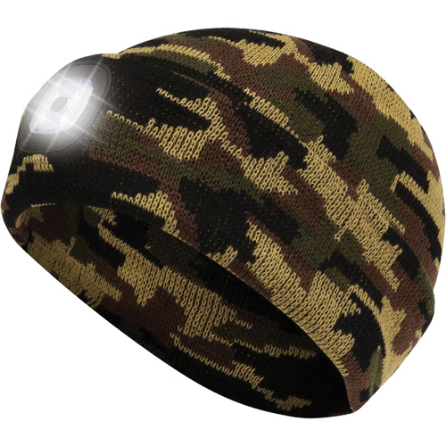 5677 Knit Toque with LED Headlight, Fleece Lining, One Size, Camo Equipex