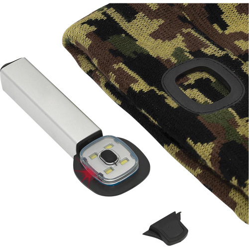 5677 Knit Toque with LED Headlight, Fleece Lining, One Size, Camo Equipex