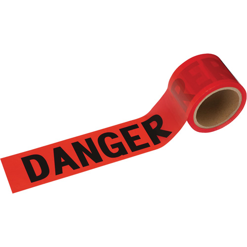 388 Ruban de danger, Bilingue, 3" la x 200' lo, 1,5 mil, Noir/rouge Equipex