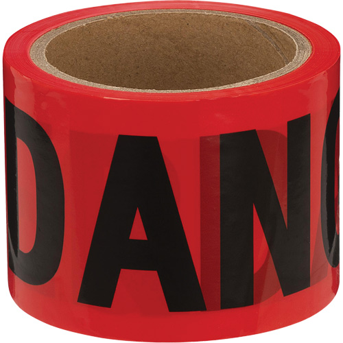 388 Ruban de danger, Bilingue, 3" la x 200' lo, 1,5 mil, Noir/rouge Equipex