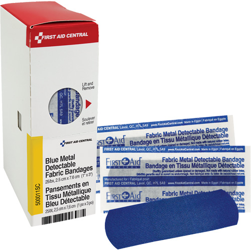 Fabric Blue Detectable Bandages, Rectangular/Square, 1", Fabric Metal Detectable, Sterile Equipex