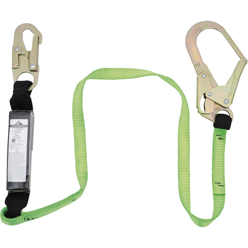 SA-5402-4 Shock Absorbing Lanyard, 4', Rebar Hook Center, Snap Hook Leg Ends, Polyester Equipex