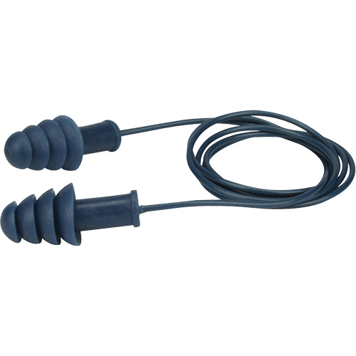 Metal-Detectable Reusable TPR Earplugs, Corded, Bulk - Box, 27 dB NRR, One-Size Equipex