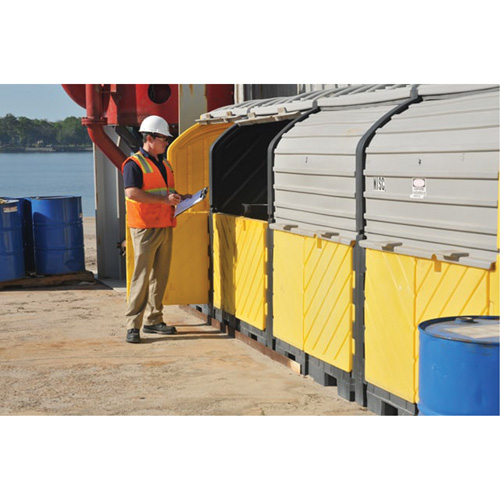 P16 Plus Ultra-Hard Top Spill Pallets&reg; with Drain, 250" L x 79" W x 62" H, 9000 lbs. Load Capacity Equipex