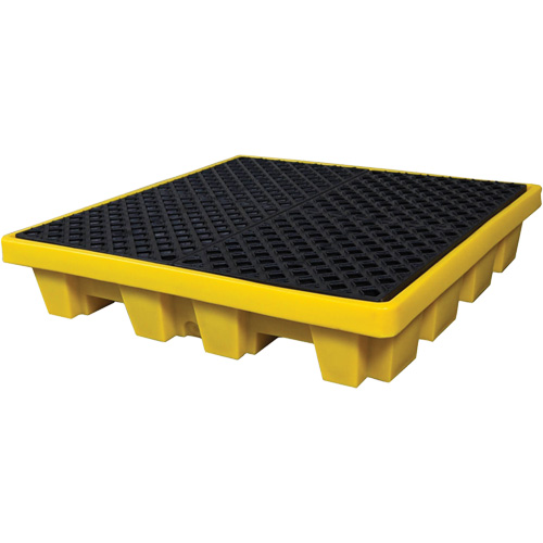 Ultra-Spill Pallet emboitable, 4 barils, Capacit&eacute; de d&eacute;versement 66 gal. US, 51" x 51" x 10" Equipex
