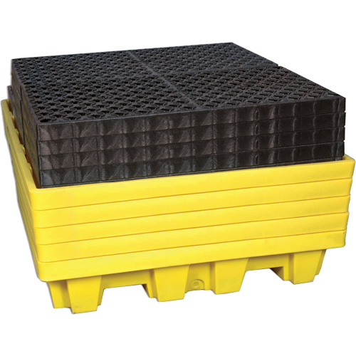 Ultra-Spill Pallet emboitable, 4 barils, Capacit&eacute; de d&eacute;versement 66 gal. US, 51" x 51" x 10" Equipex