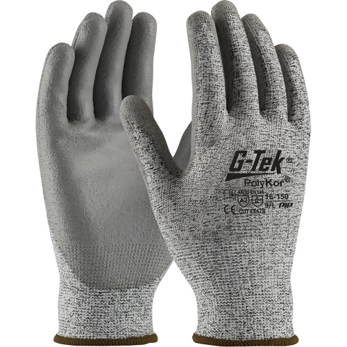 Gants r&eacute;sistants aux coupures G-Tek en tricot sans couture, Taille T-petit, Calibre 13, Rev&ecirc;tement Polyur&eacute;thane, Enveloppe en PolyKor, ASTM ANSI niveau A2/EN 388 niveau B Equipex