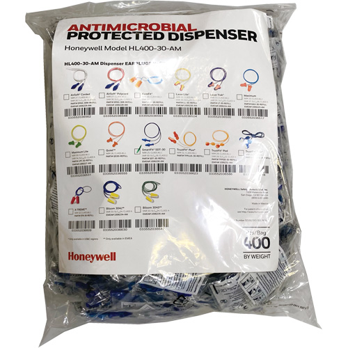 Recharge de bouchons doreille SDT-30 pour le distributeur HL400, Vrac - Sac en poly, Avec cordon Equipex