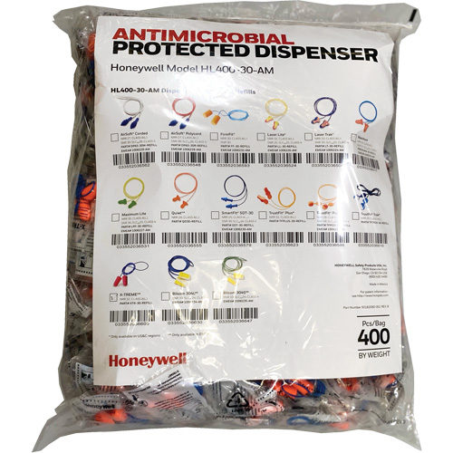 XTR-30 Earplugs Refill for HL400 Dispenser, Bulk - Polybag, Corded Equipex