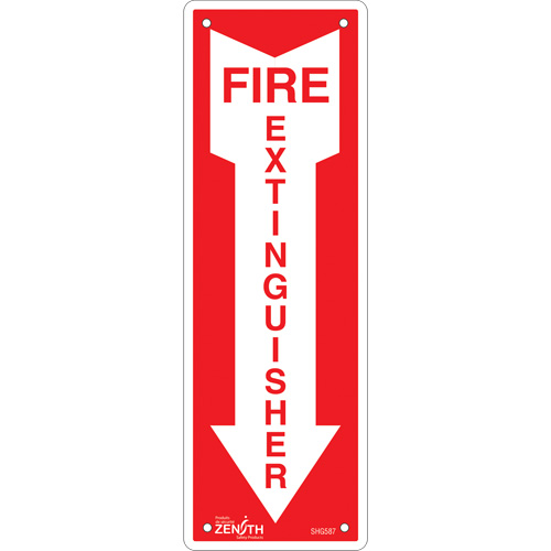 Enseigne Fire Extinguisher, 12" x 4", Aluminium, Anglais avec pictogramme Equipex