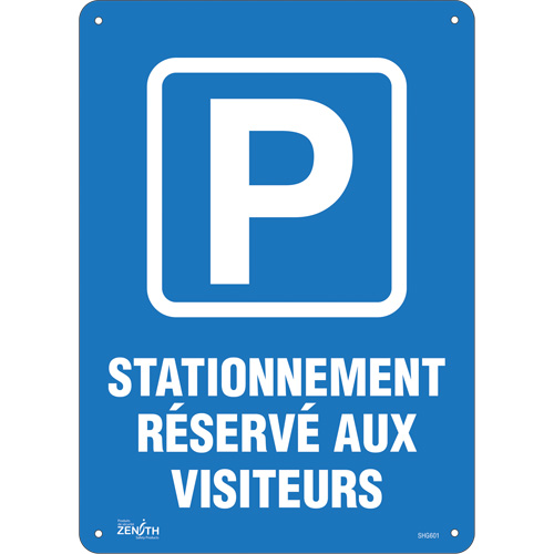 Enseigne  Stationnement r&eacute;serv&eacute; aux visiteurs , 10" x 14", Plastique, Français avec pictogramme Equipex