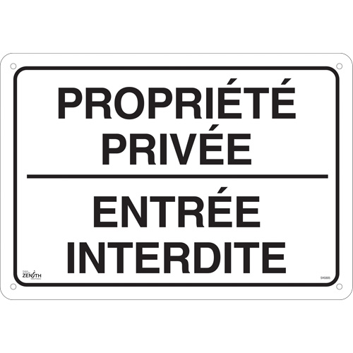 "Propri&eacute;t&eacute; priv&eacute;e" Sign, 14" x 20", Aluminum, French Equipex