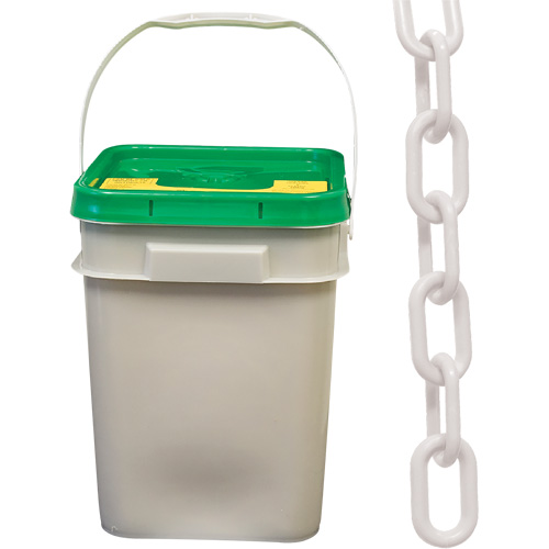 Heavy-Duty Plastic Safety Chain, White, 2" Link, 120' Length Equipex