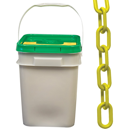 Heavy-Duty Plastic Safety Chain, Yellow, 2" Link, 120' Length Equipex
