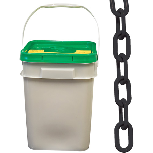 Heavy-Duty Plastic Safety Chain, Black, 2" Link, 120' Length Equipex