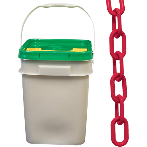 Heavy-Duty Plastic Safety Chain, Red, 2" Link, 120' Length Equipex