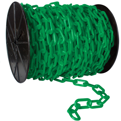 Heavy-Duty Plastic Safety Chain, Yellow, 2" Link, 100' Length Equipex