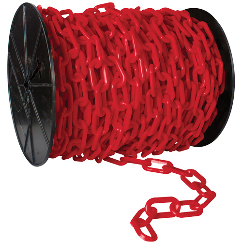 Heavy-Duty Plastic Safety Chain, Black, 2" Link, 100' Length Equipex