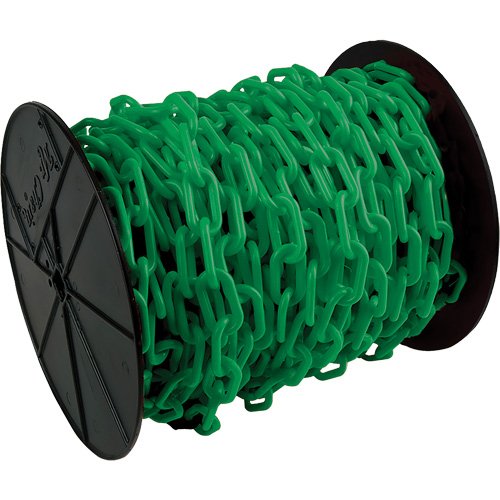 Heavy-Duty Plastic Safety Chain, Green, 2" Link, 100' Length Equipex