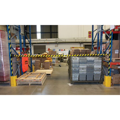 Barri&egrave;re murale magn&eacute;tique avec bande magn&eacute;tique, Plastique, Fixation magn&eacute;tique, 15', Ruban Noir et jaune Equipex