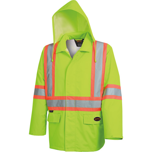 5628 The Rock  Waterproof Safety Jacket, Polyester/Polyurethane, High Visibility Lime-Yellow, Small Equipex