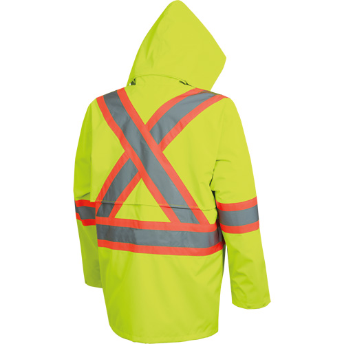 5628 The Rock  Waterproof Safety Jacket, Polyester/Polyurethane, High Visibility Lime-Yellow, Small Equipex