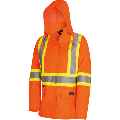 5626W The Rock Women's 300D  Quilted Safety Parka, Polyester/Polyurethane, High Visibility Orange, X-Small Equipex