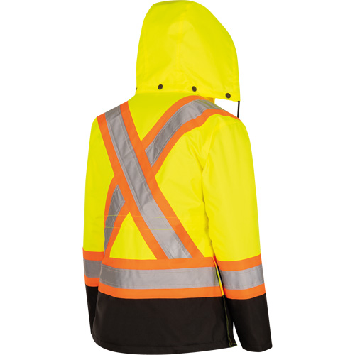 5021BBW Women's  7-in-1 Waterproof Jacket with Hood, Polyester/Polyurethane, High Visibility Lime-Yellow, X-Small Equipex