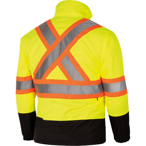 5771 Waterproof Reversible Safety Jacket, Polyester/Polyurethane, High Visibility Lime-Yellow, Small Equipex