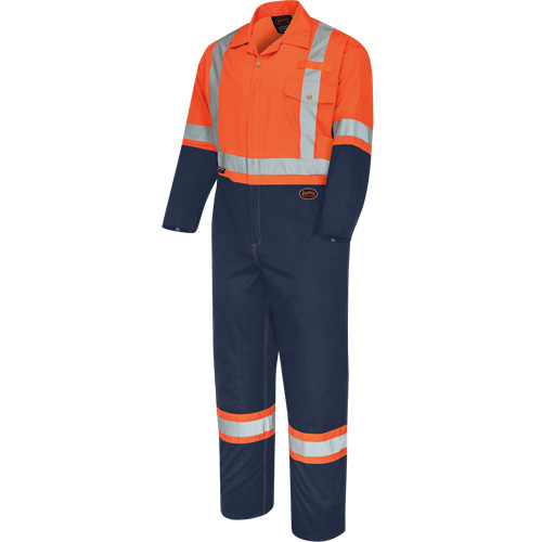 5514BBT Combinaison de s&eacute;curit&eacute; 2 tons avec fermeture &agrave; glissi&egrave;re, 40 (grand taille), Orange haute visibilit&eacute;/Bleu marin Equipex